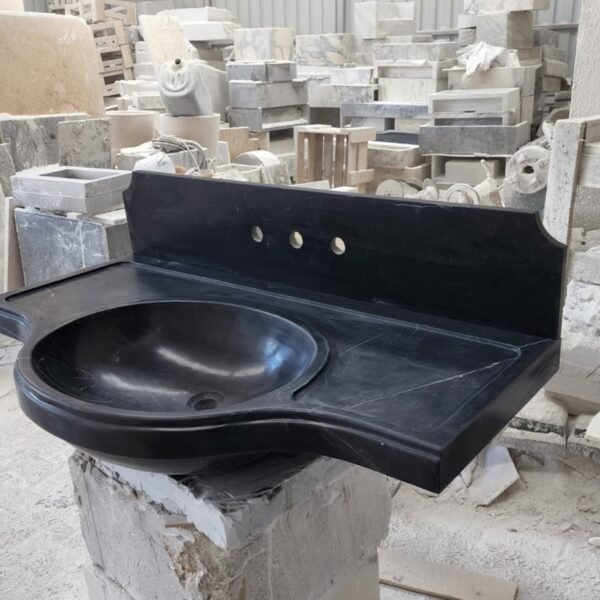Nero Marquina Siyah Mermer Lavabo – Duvara Monte Modern Lüks Vanity