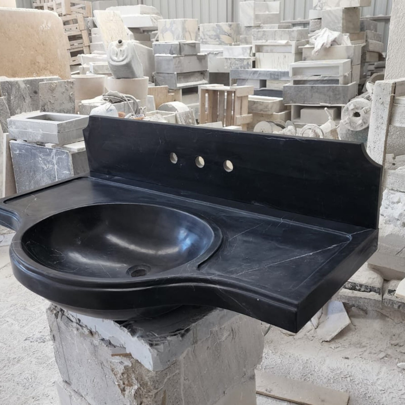 Nero Marquina Siyah Mermer Lavabo – Duvara Monte Modern Lüks Vanity