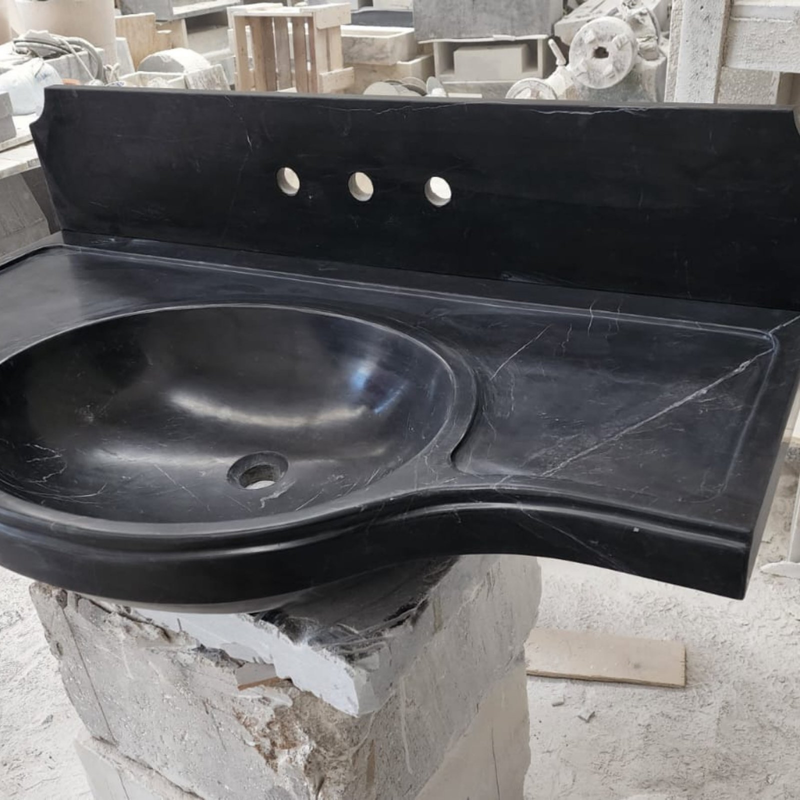 Nero Marquina Siyah Mermer Lavabo – Duvara Monte Modern Lüks Vanity - Görsel 7