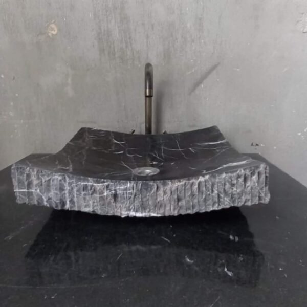 Nero Marquina Siyah Mermer Lavabo – Tezgâh Üstü Dikdörtgen Lüks Bowl