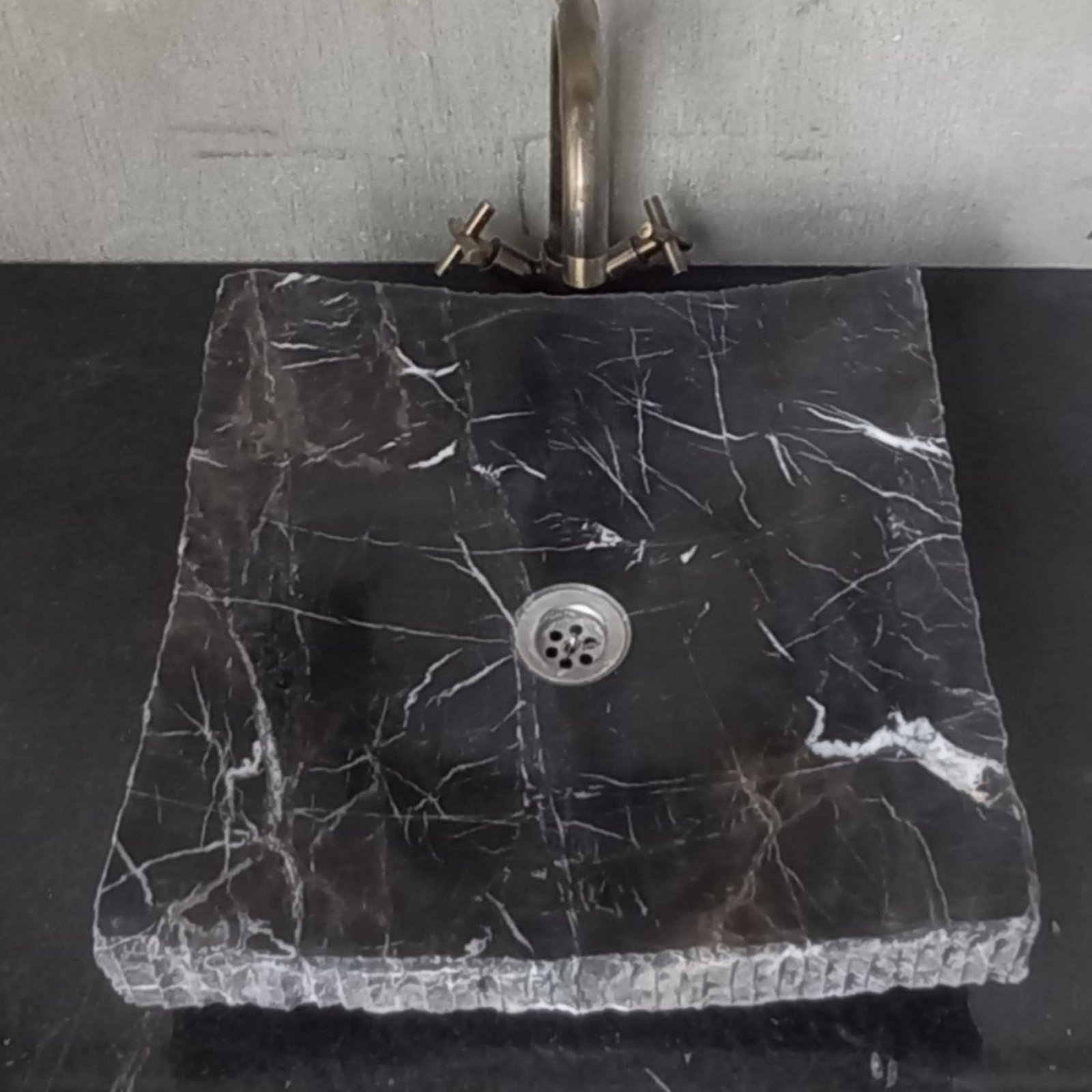 Nero Marquina Siyah Mermer Lavabo – Tezgâh Üstü Dikdörtgen Lüks Bowl - Görsel 9
