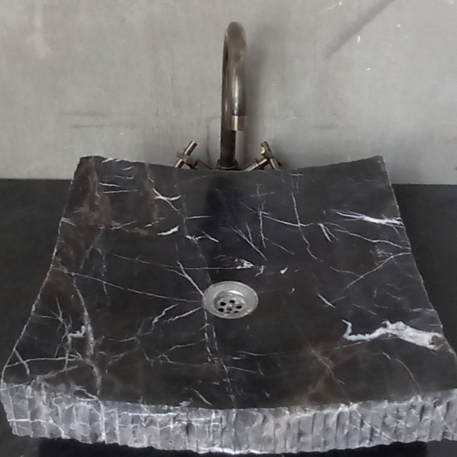 Nero Marquina Siyah Mermer Lavabo – Tezgâh Üstü Dikdörtgen Lüks Bowl - Görsel 7