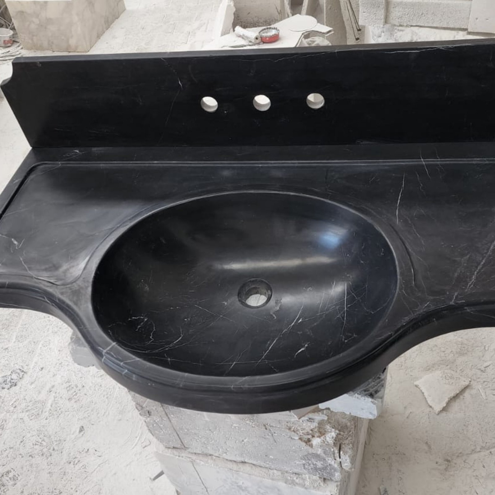 Nero Marquina Siyah Mermer Lavabo – Duvara Monte Modern Lüks Vanity - Görsel 9