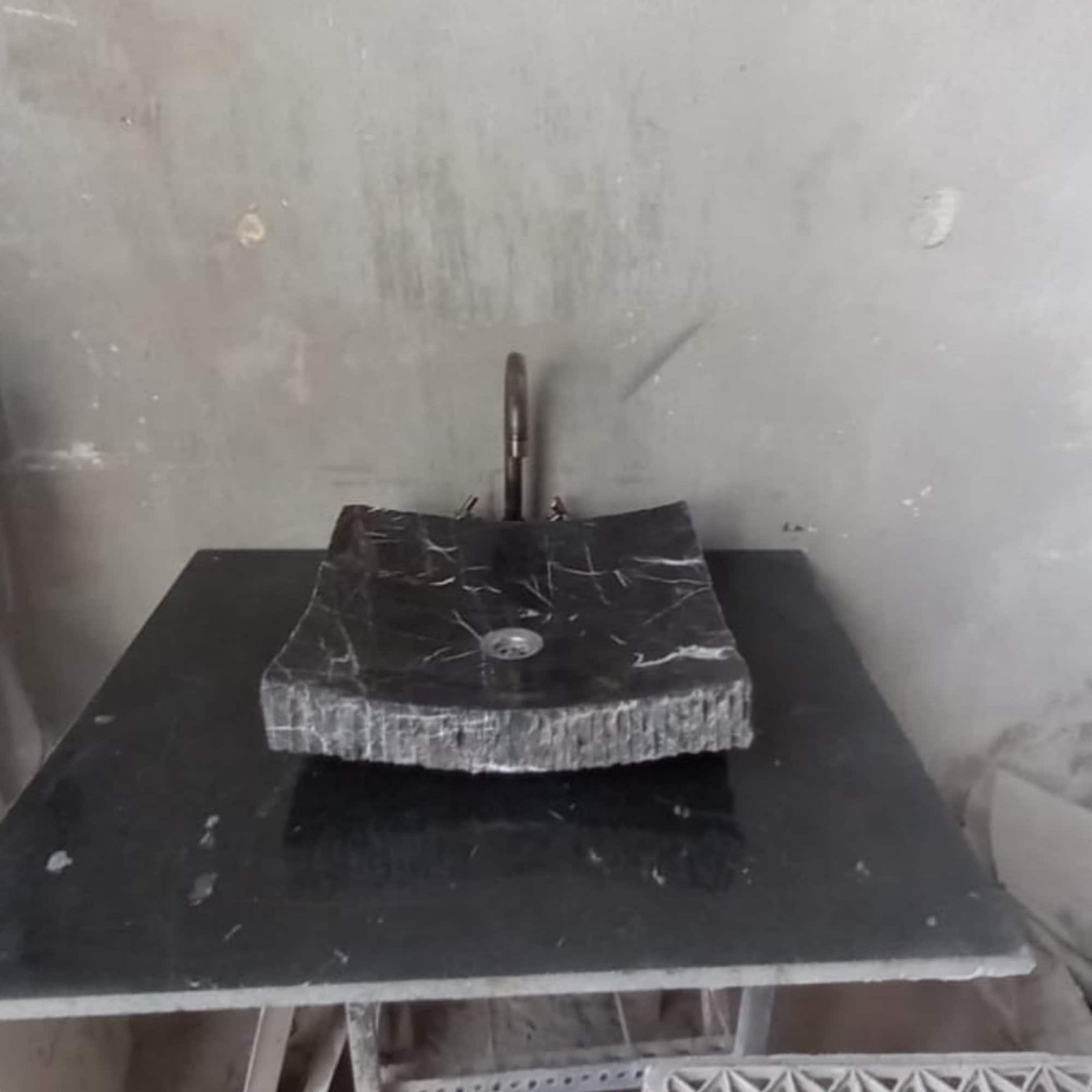 Nero Marquina Siyah Mermer Lavabo – Tezgâh Üstü Dikdörtgen Lüks Bowl - Görsel 4