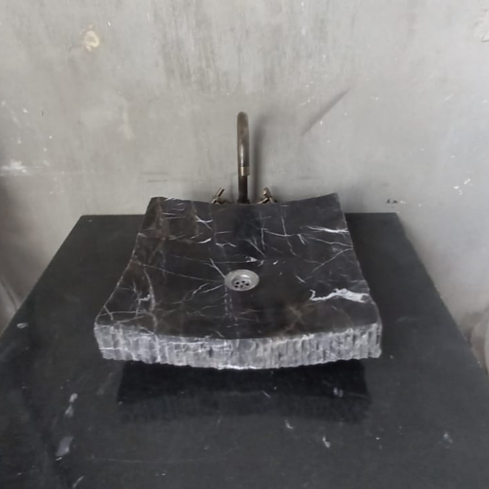 Nero Marquina Siyah Mermer Lavabo – Tezgâh Üstü Dikdörtgen Lüks Bowl - Görsel 5