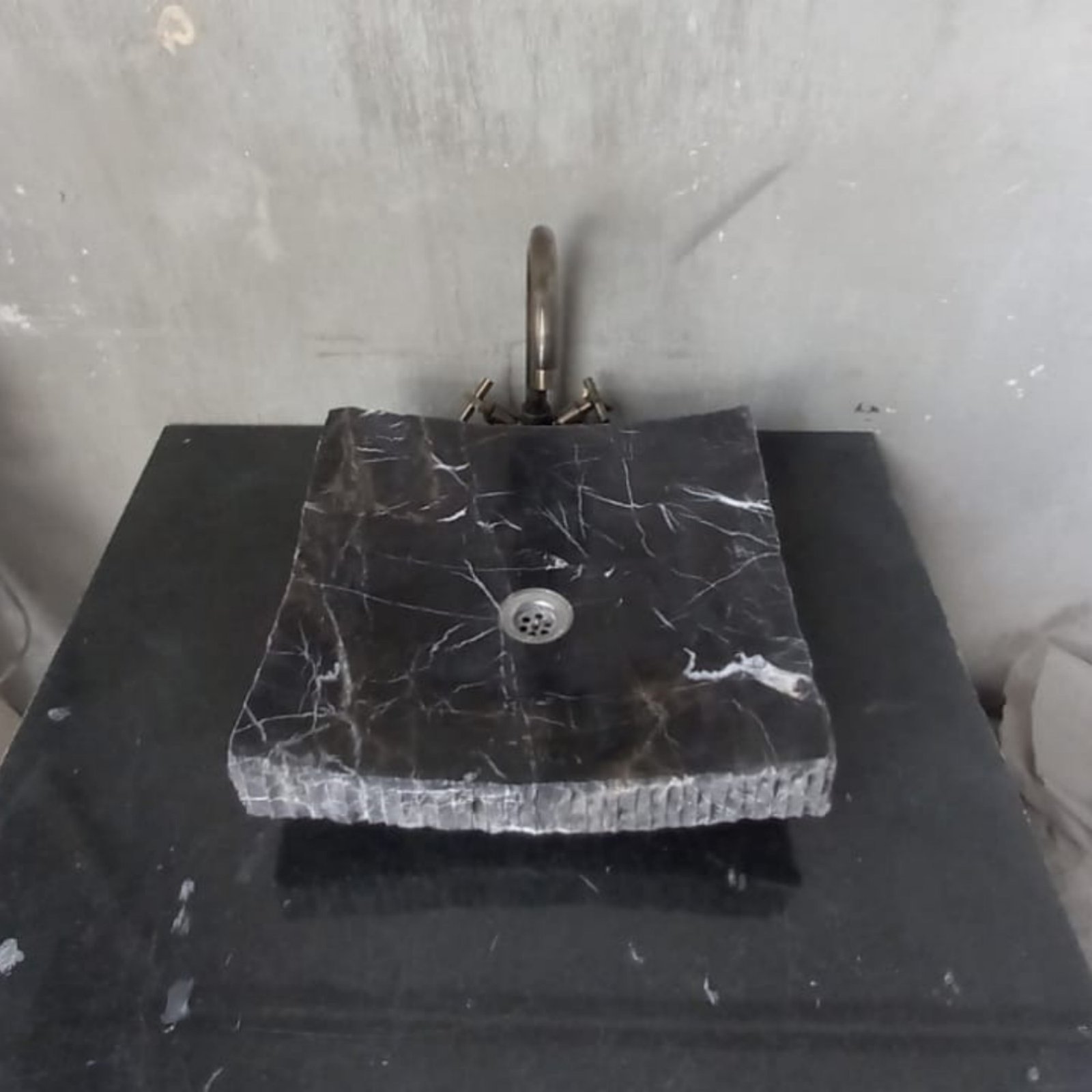 Nero Marquina Siyah Mermer Lavabo – Tezgâh Üstü Dikdörtgen Lüks Bowl - Görsel 2