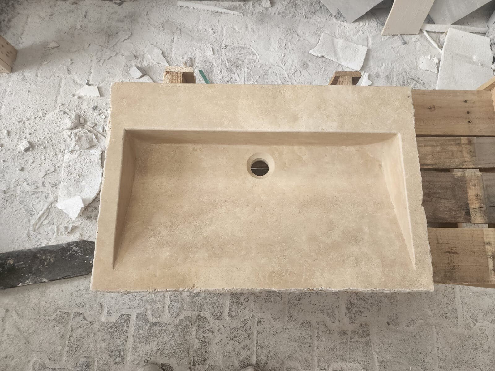 Traverten Mermer Lavabo – El Yapımı Rustic Vessel / Duvara Monte Sink - Görsel 6