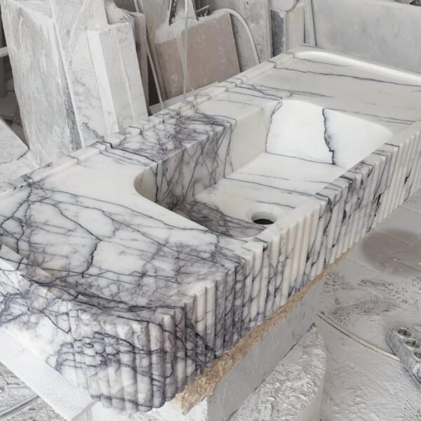 Lilac Mermer Lavabo – Tezgâh Üstü Dikdörtgen Lüks Vanity Sink