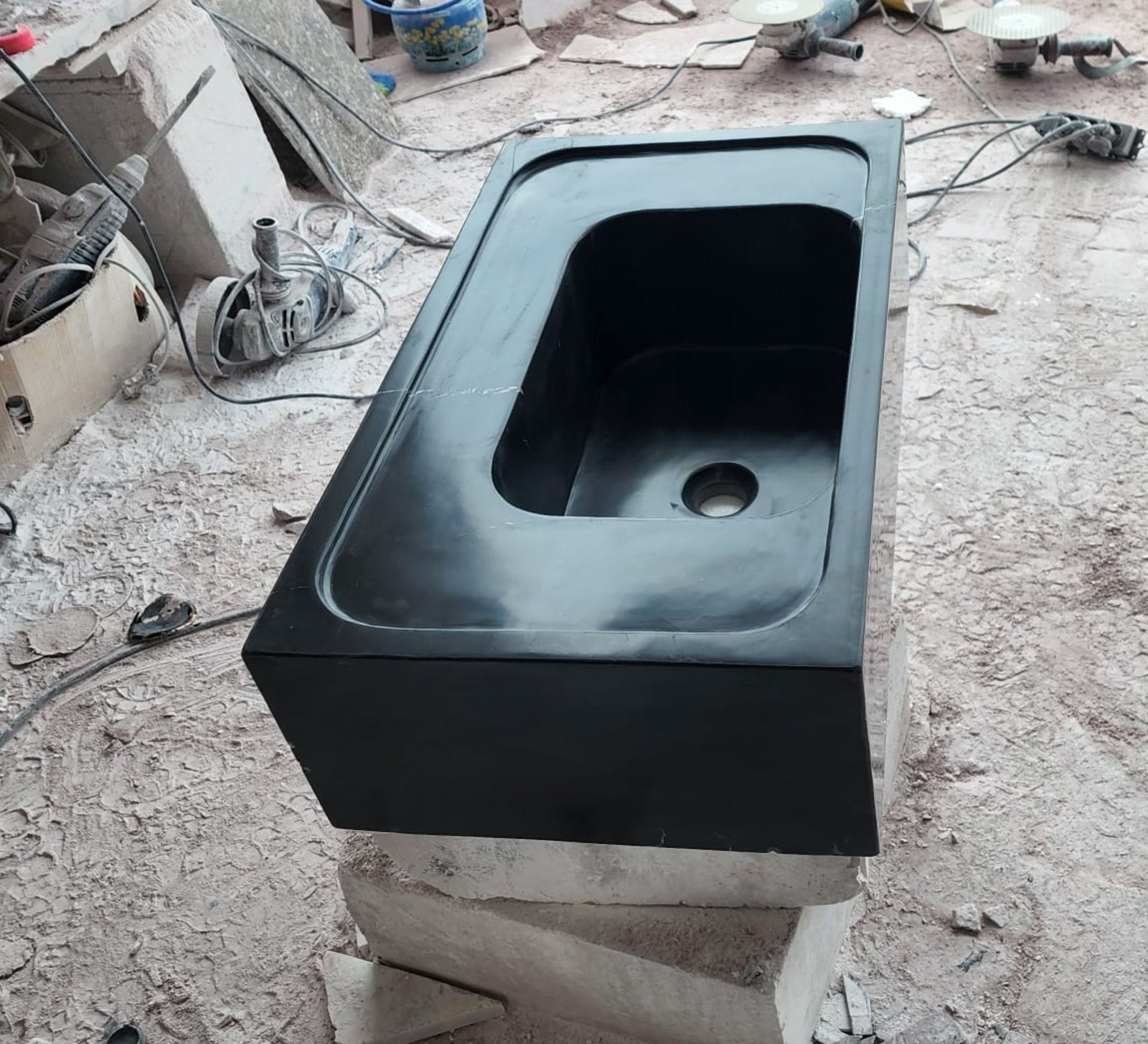 Nero Marquina Siyah Mermer Lavabo – El Yapımı Duvara Monte Modern Vessel - Görsel 7