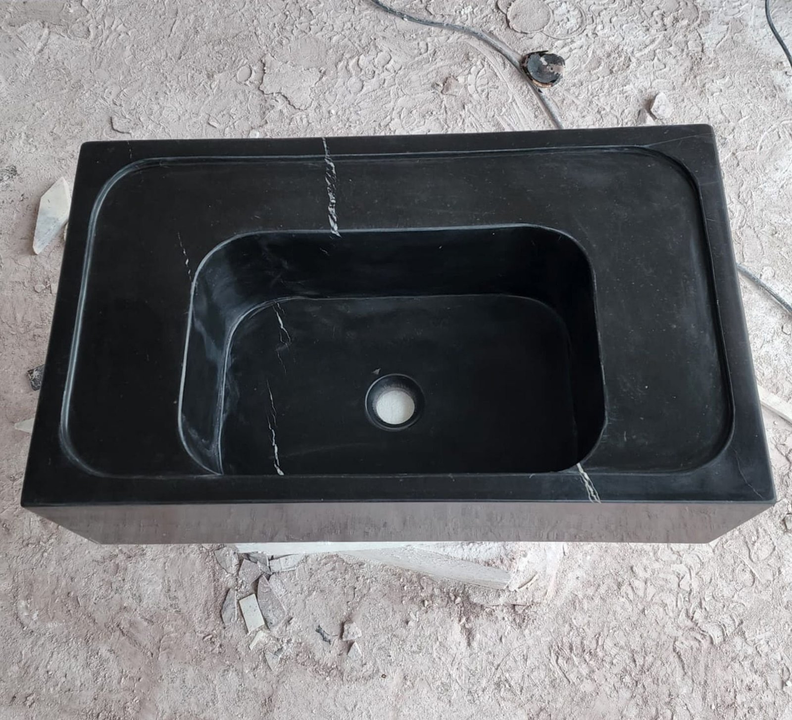 Nero Marquina Siyah Mermer Lavabo – El Yapımı Duvara Monte Modern Vessel - Görsel 6