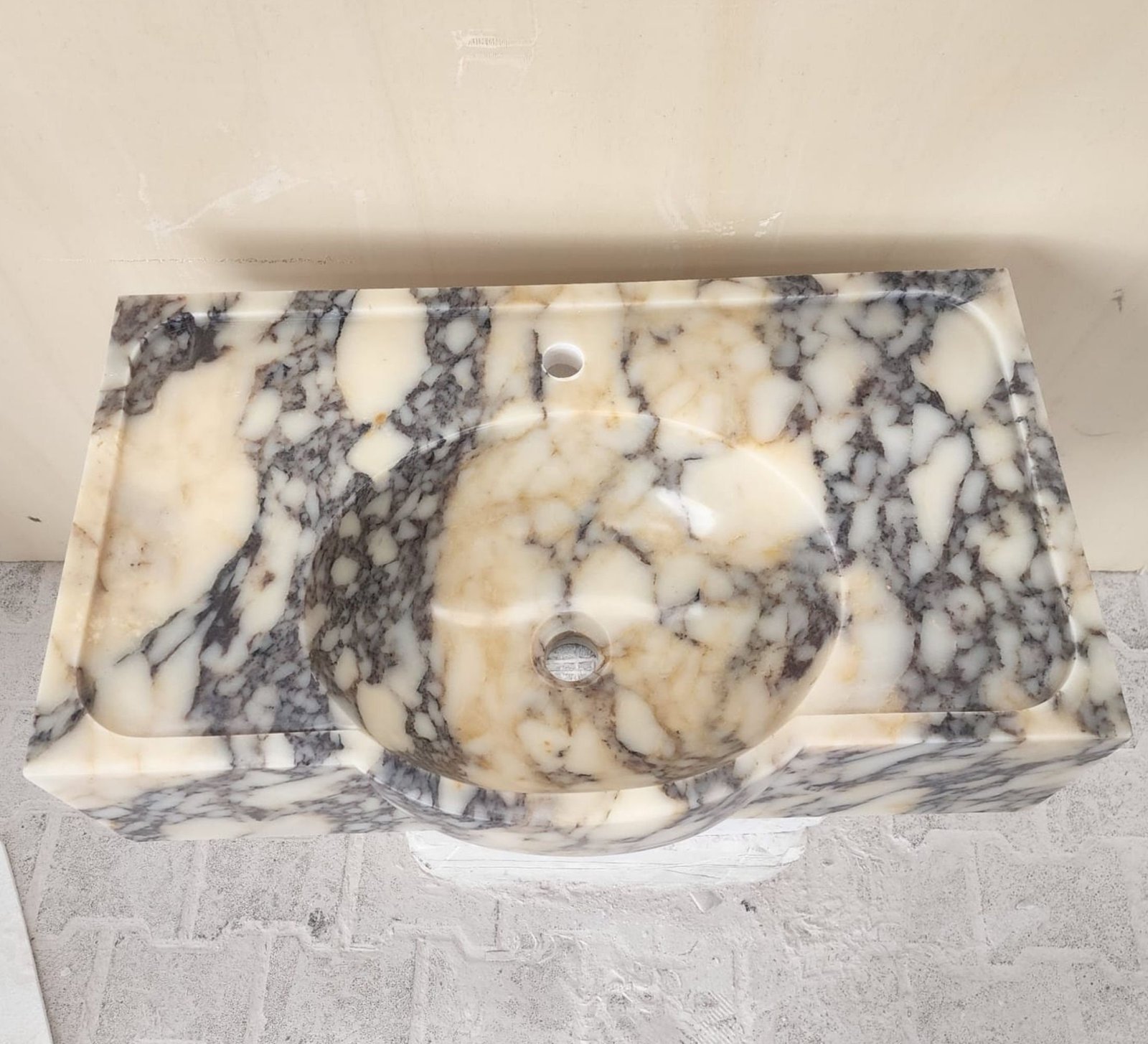 Calacatta Viola Mermer Lavabo – Duvara Monte Lüks Bathroom Sink - Görsel 5