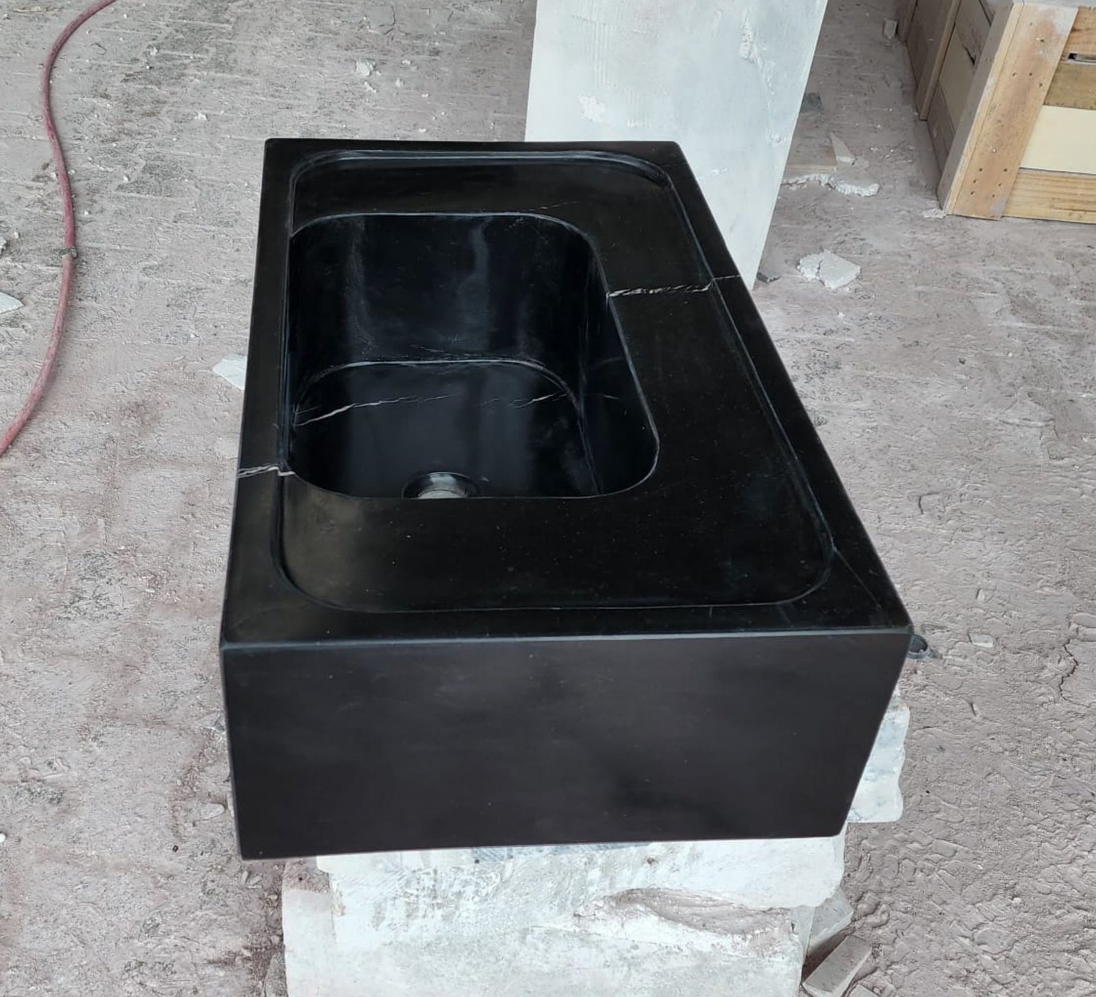 Nero Marquina Siyah Mermer Lavabo – El Yapımı Duvara Monte Modern Vessel - Görsel 8