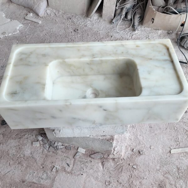 Carrara Gold Mermer Lavabo – Duvara Monte Lüks Vanity Sink