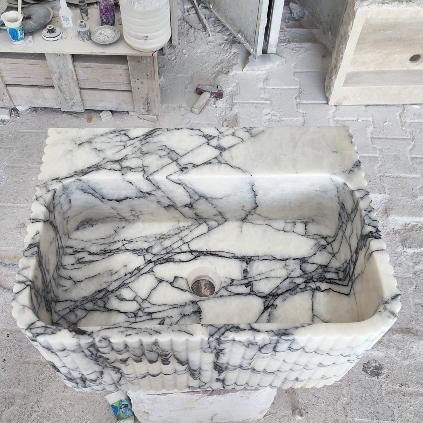 Lilac Mermer Lavabo – El Oyma Duvara Monte Dikdörtgen Bathroom Sink - Görsel 5