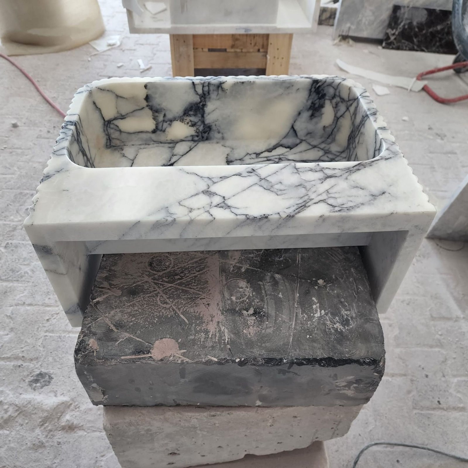 Lilac Mermer Lavabo – El Oyma Duvara Monte Dikdörtgen Bathroom Sink - Görsel 6