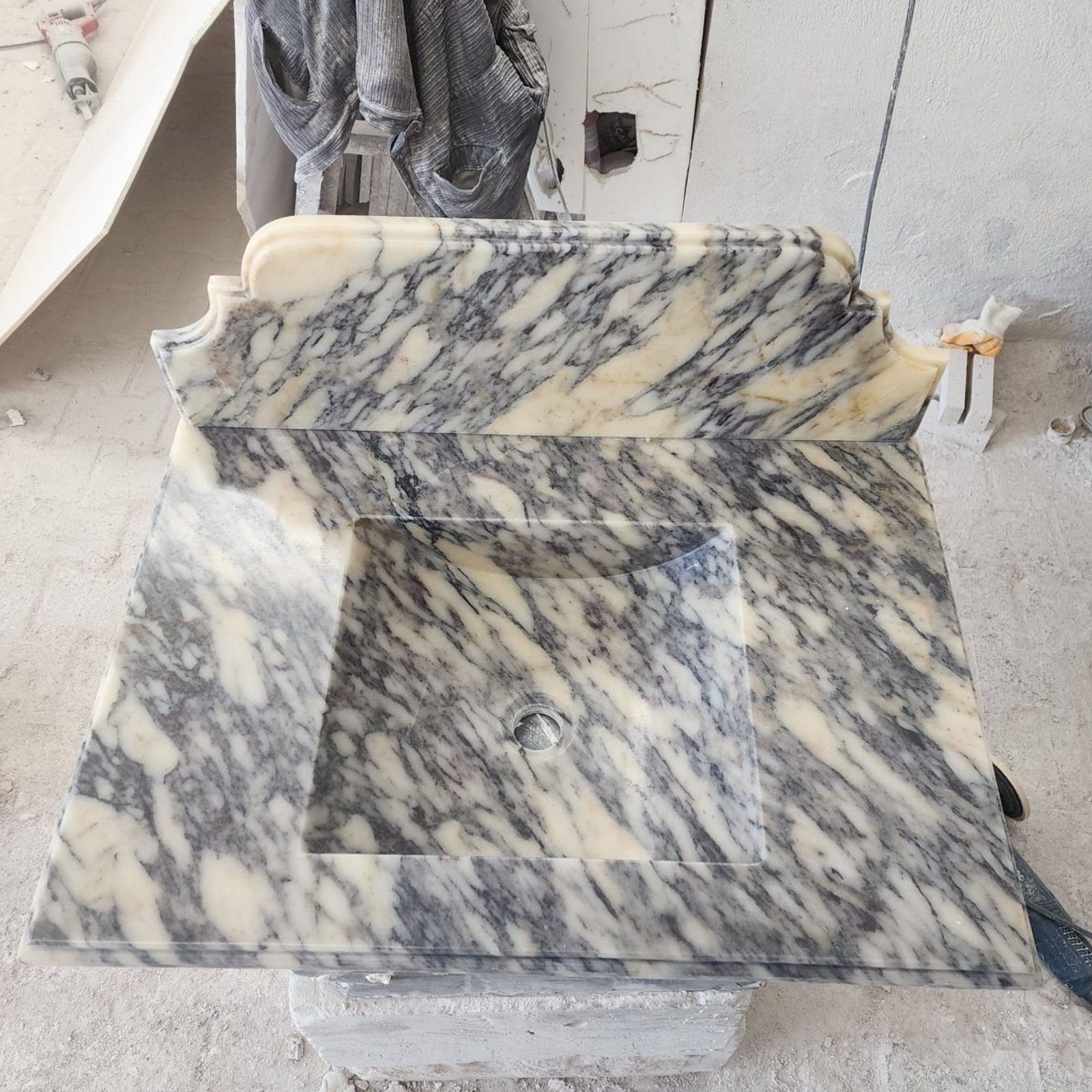 Calacatta Viola Mermer Lavabo – Duvara Monte Lüks Stone Vessel Sink - Görsel 7