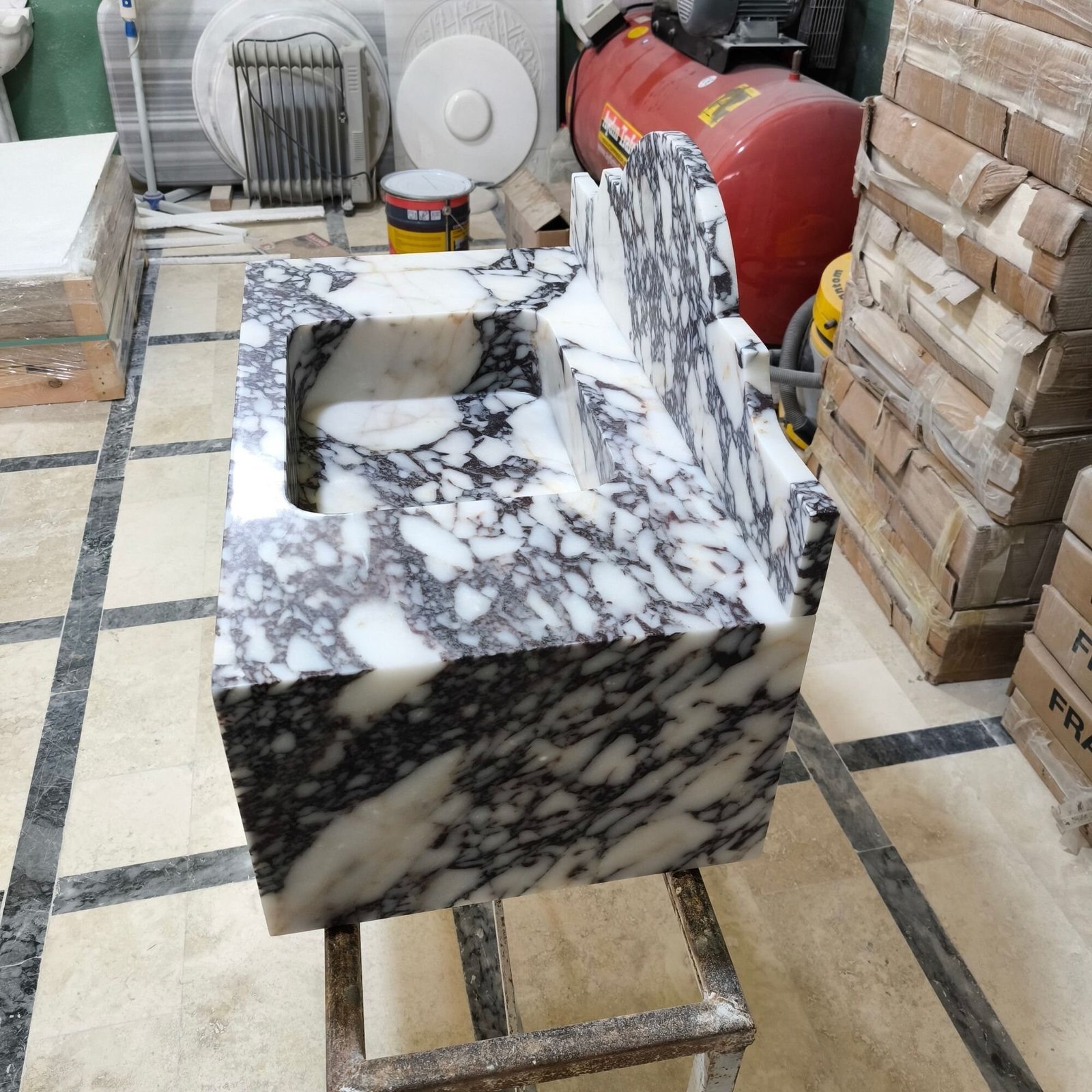 Calacatta Viola Mermer Lavabo – Duvara Monte Lüks Vanity Top Sink - Görsel 6
