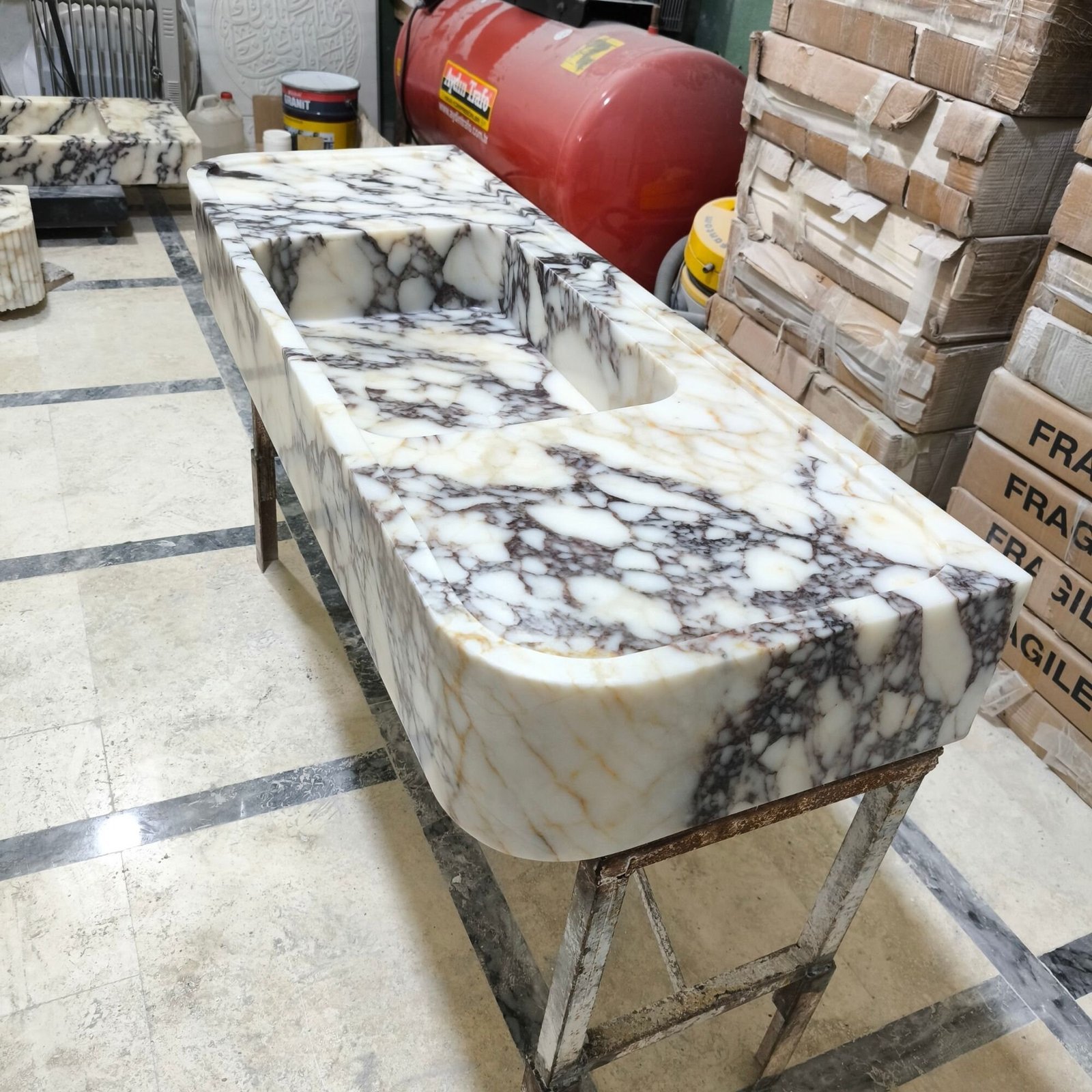 Calacatta Viola Mermer Lavabo – Geniş Form Duvara Monte Vanity - Görsel 5