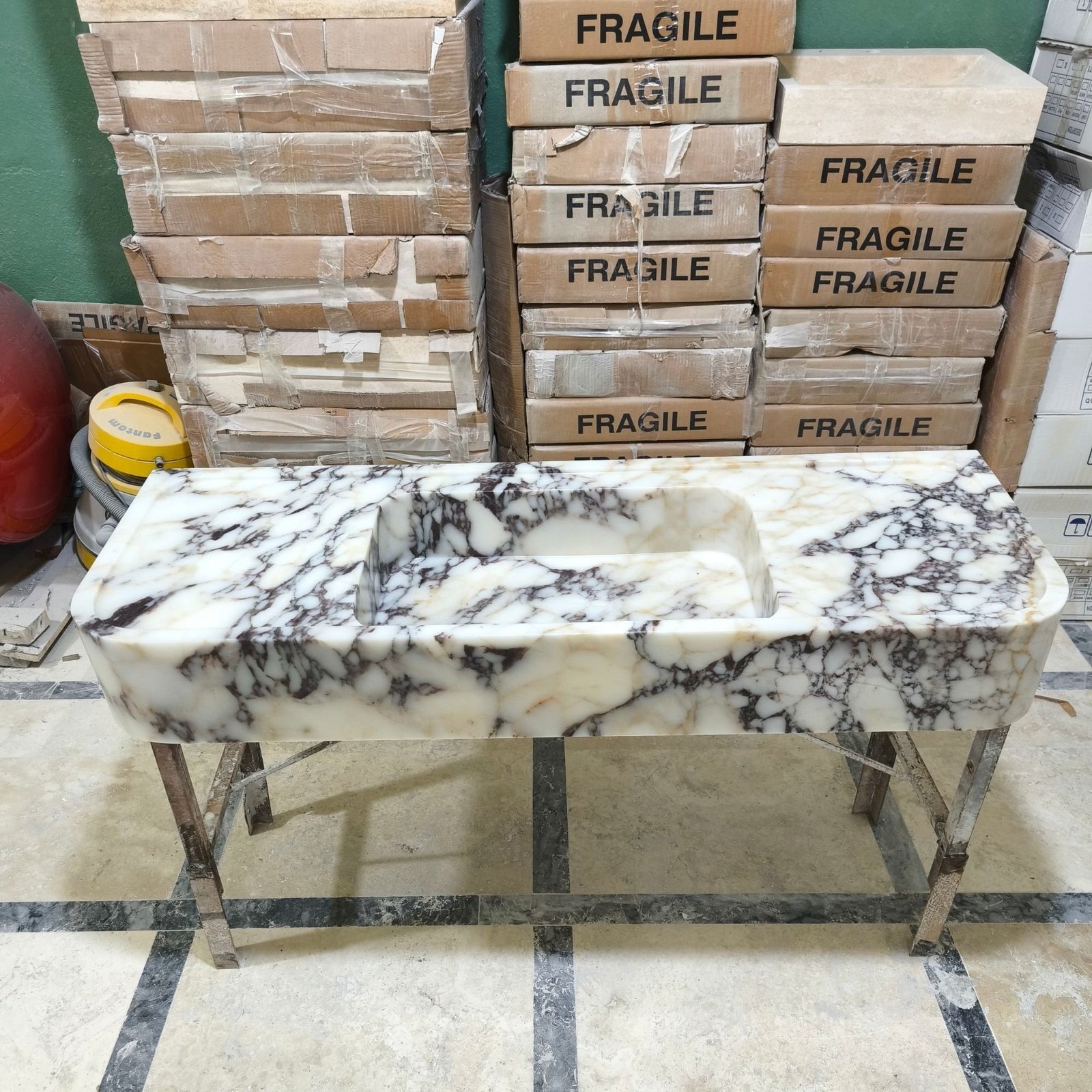 Calacatta Viola Mermer Lavabo – Geniş Form Duvara Monte Vanity - Görsel 2