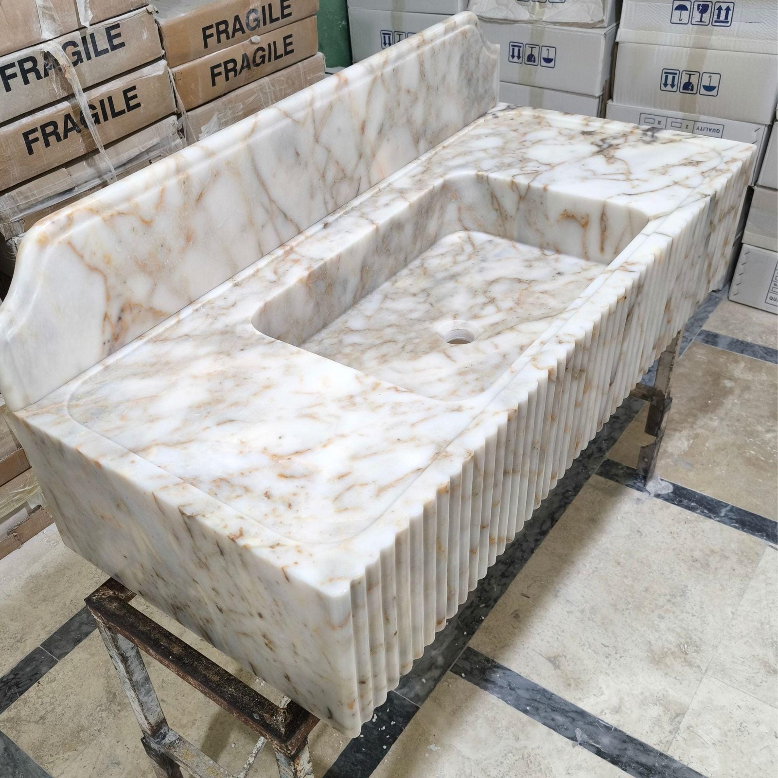 Calacatta Gold Mermer Lavabo – 48” Duvara Monte Floating Vanity - Görsel 2