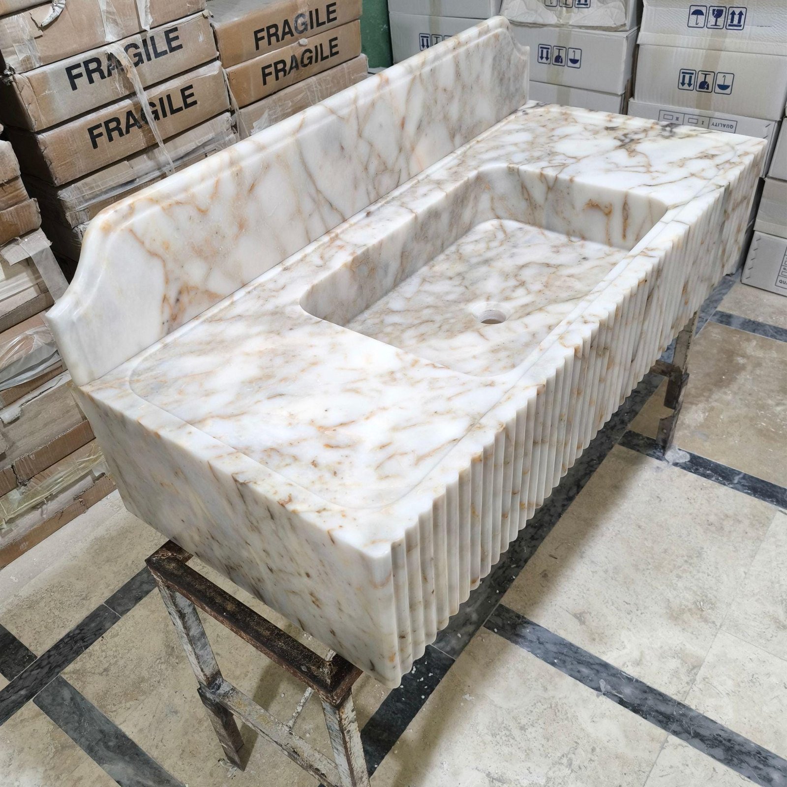 Calacatta Gold Mermer Lavabo – 48” Duvara Monte Floating Vanity - Görsel 6