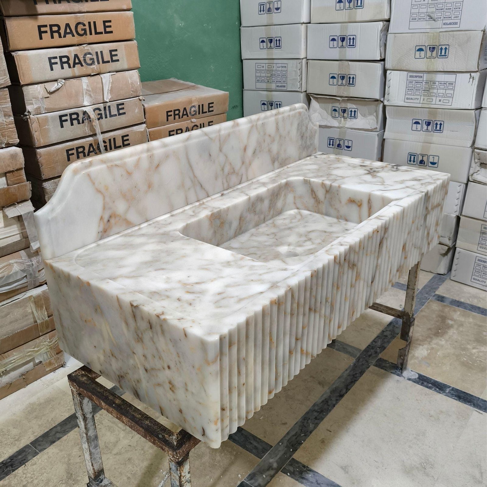 Calacatta Gold Mermer Lavabo – 48” Duvara Monte Floating Vanity - Görsel 5