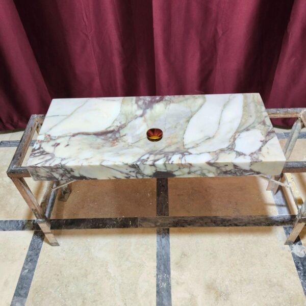 Calacatta Monet Mermer Lavabo – Dikdörtgen Lüks Vessel Sink