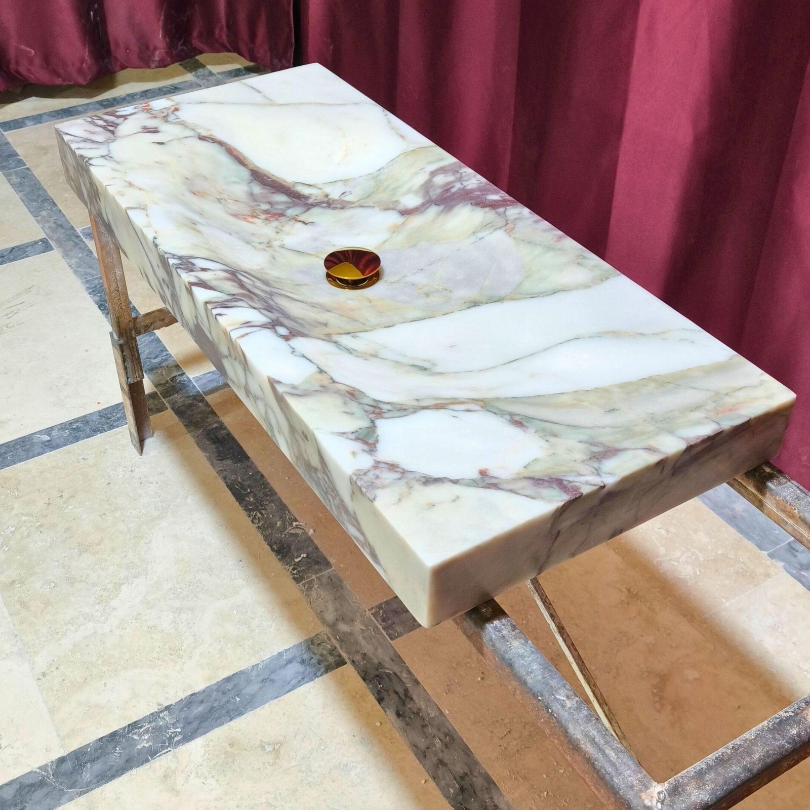 Calacatta Monet Mermer Lavabo – Dikdörtgen Lüks Vessel Sink - Görsel 4
