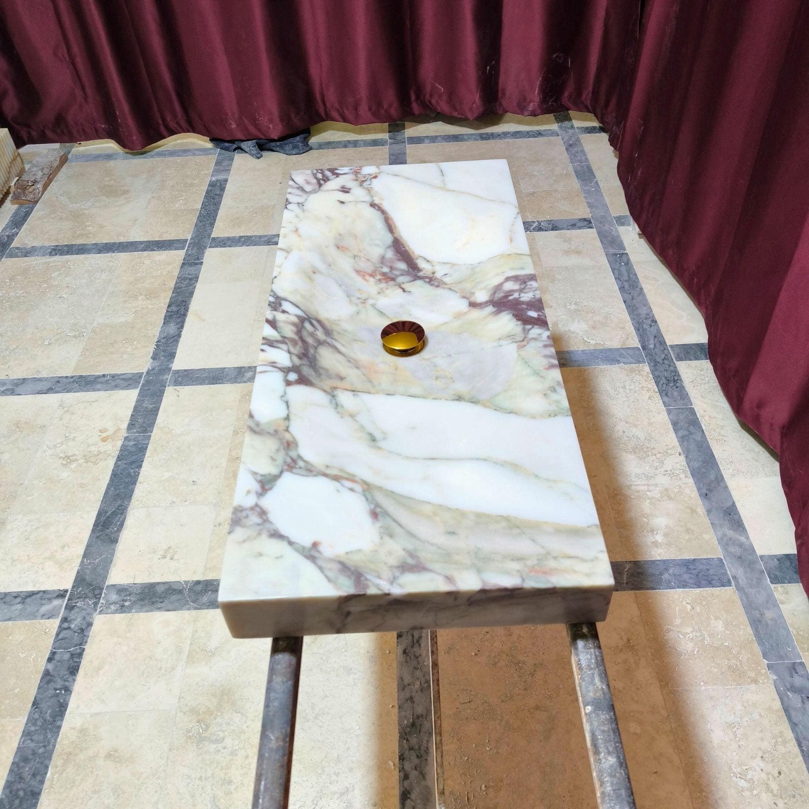 Calacatta Monet Mermer Lavabo – Dikdörtgen Lüks Vessel Sink - Görsel 3