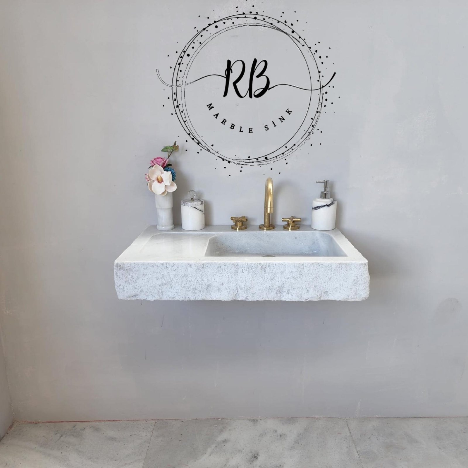 Carrara Mermer Duvara Monte Lavabo – Kompakt Modern Banyo Vanity - Görsel 7