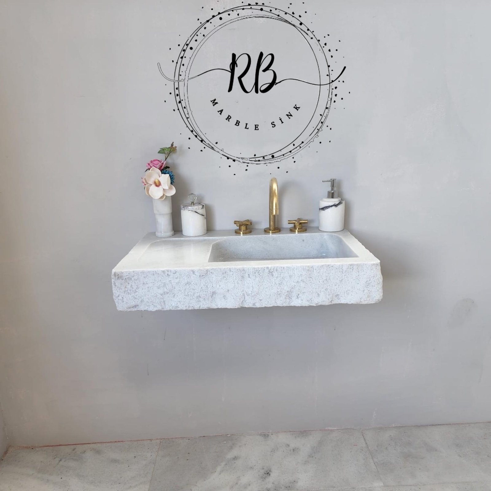 Carrara Mermer Duvara Monte Lavabo – Kompakt Modern Banyo Vanity - Görsel 8