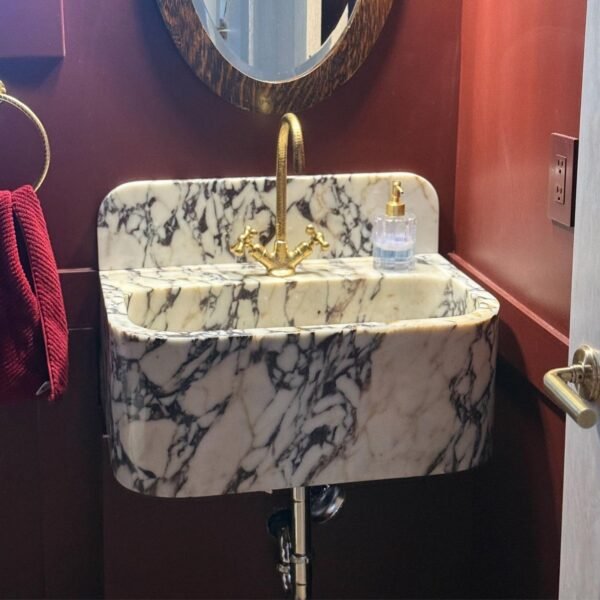 Calacatta Viola Mermer Lavabo – Duvara Monte / Tezgâh Üstü Lüks Vessel Sink