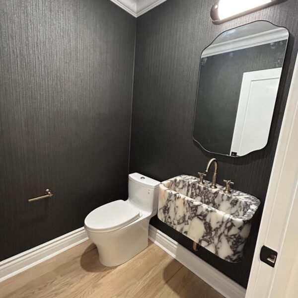 Calacatta Viola Mermer Lavabo – Duvar Tipi (Wall Mounted) Lüks Banyo Lavabosu (24")