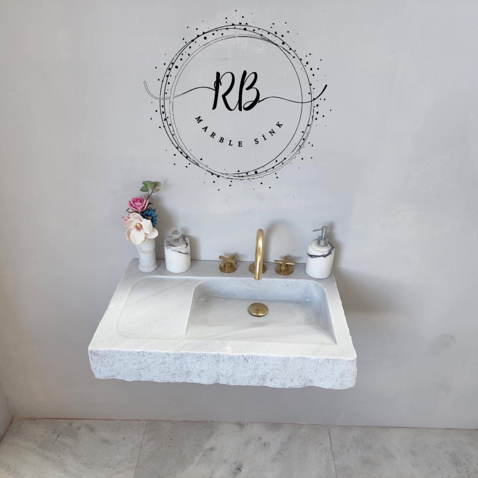 Carrara Mermer Duvara Monte Lavabo – Kompakt Modern Banyo Vanity - Görsel 3