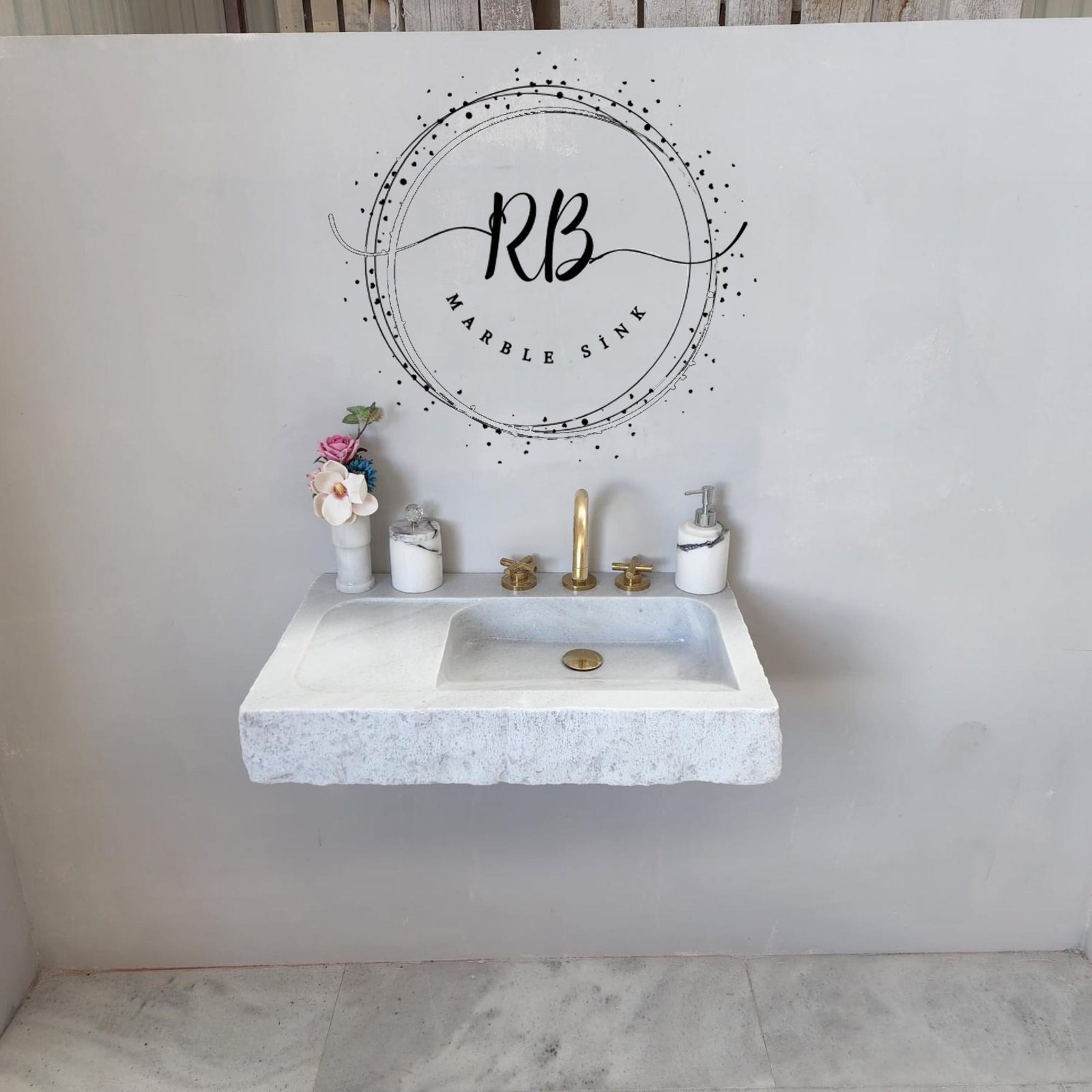 Carrara Mermer Duvara Monte Lavabo – Kompakt Modern Banyo Vanity - Görsel 4
