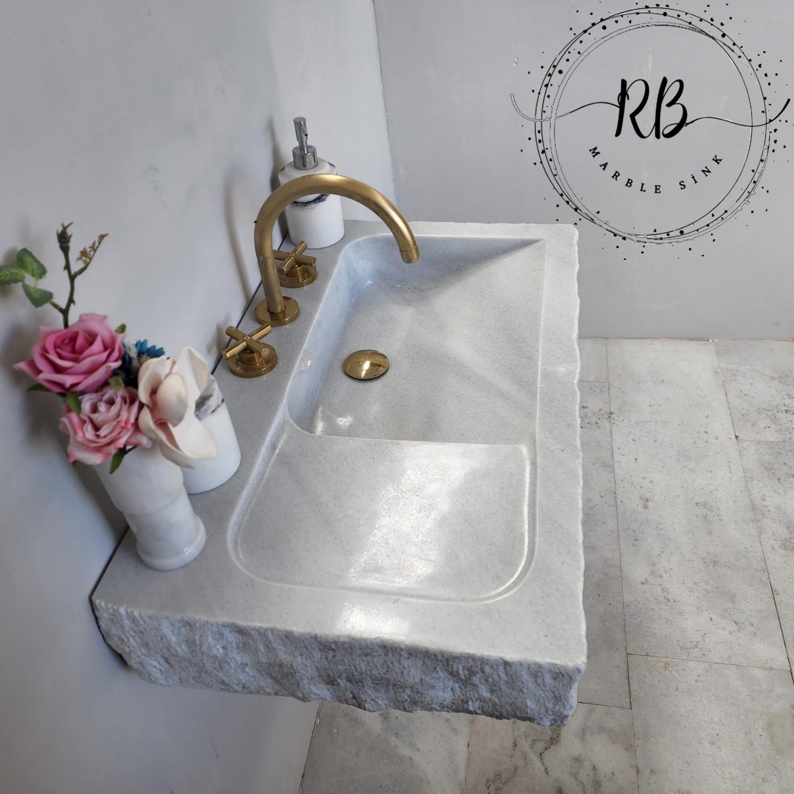 Carrara Mermer Duvara Monte Lavabo – Kompakt Modern Banyo Vanity - Görsel 5