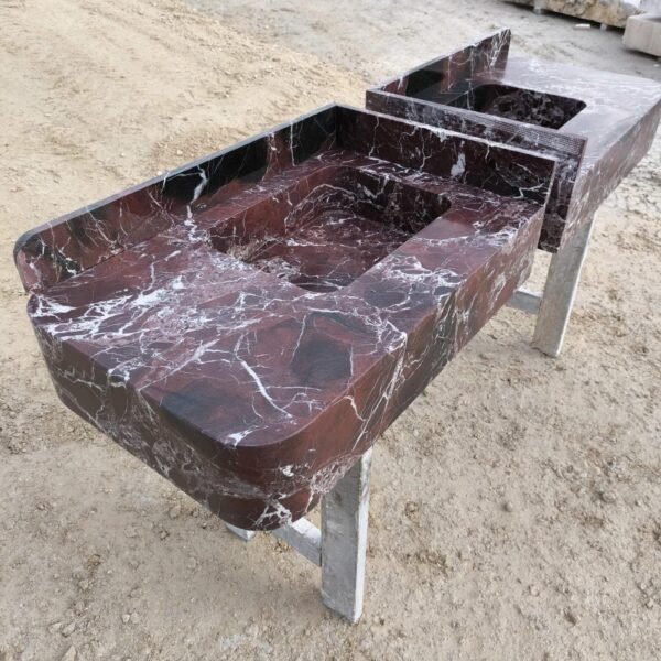 Rossa Levanto Mermer Lavabo – Çift Kullanım Opsiyonlu Lüks Taş Vanity (35")