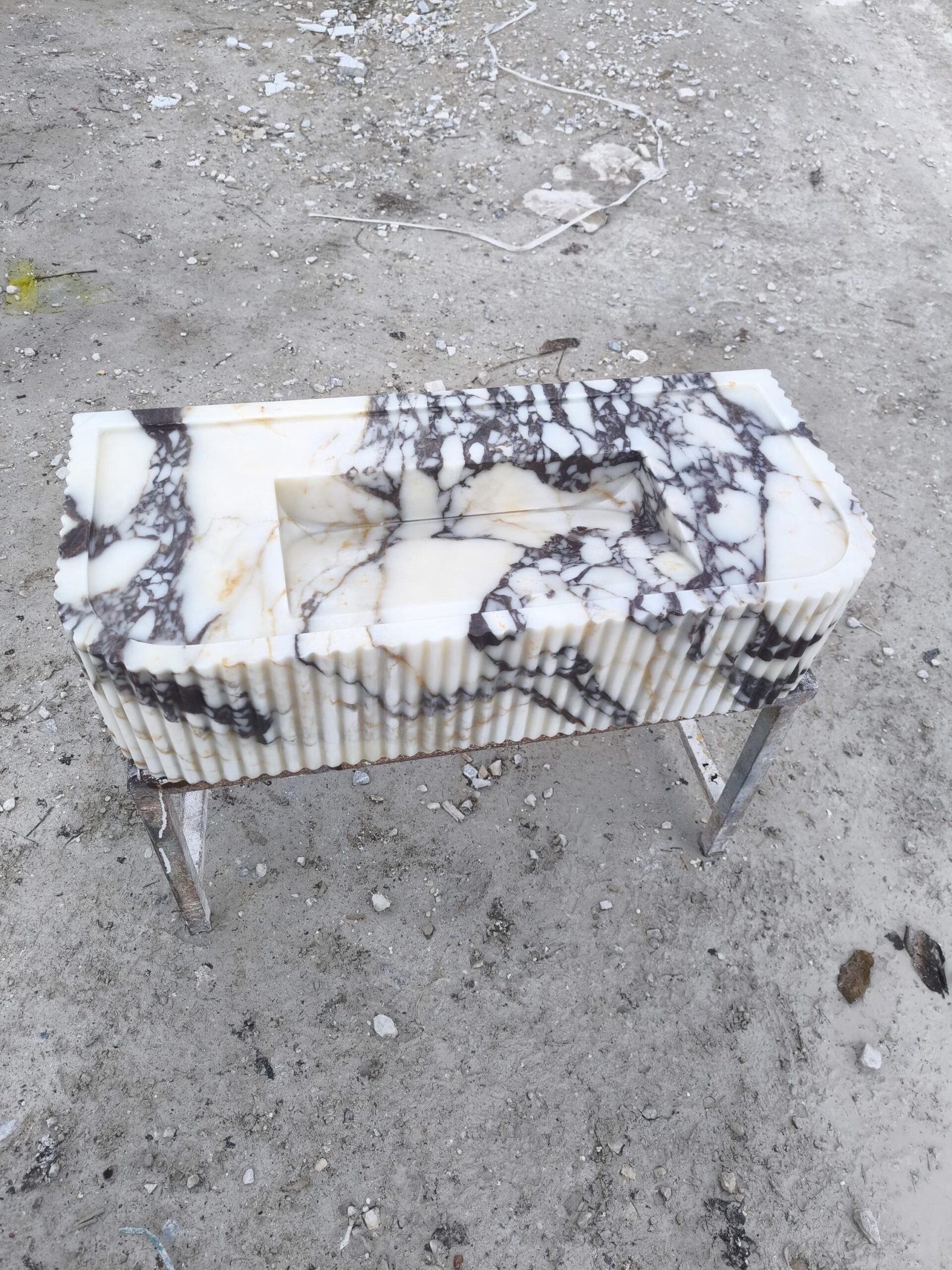 Calacatta Viola Mermer Lavabo – Dikdörtgen Modern Vessel Sink (33") - Görsel 6