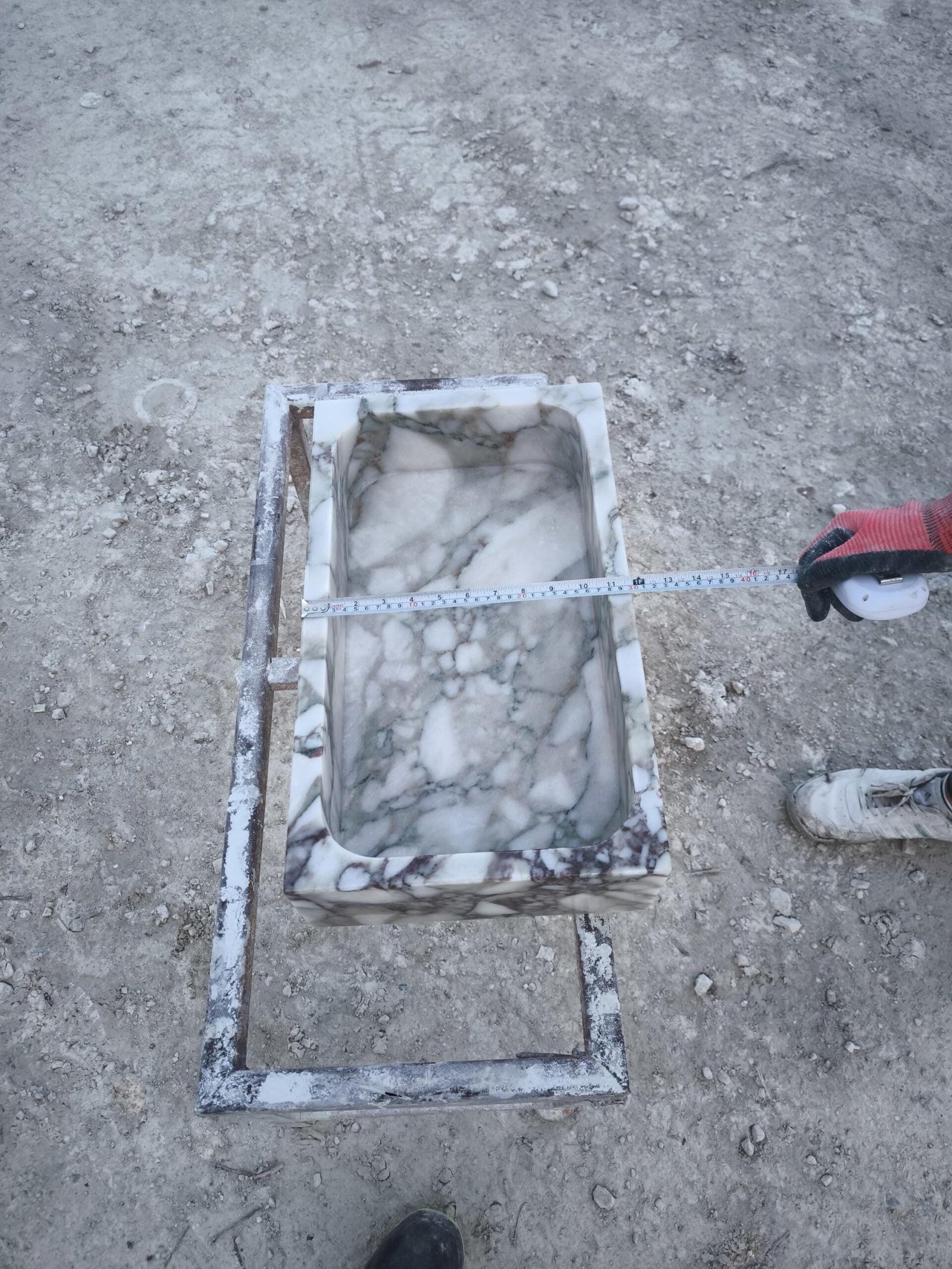 Calacatta Monet Mermer Lavabo – İtalyan Doğal Taş Lüks Tezgah Üstü Lavabo (12x20) - Görsel 9