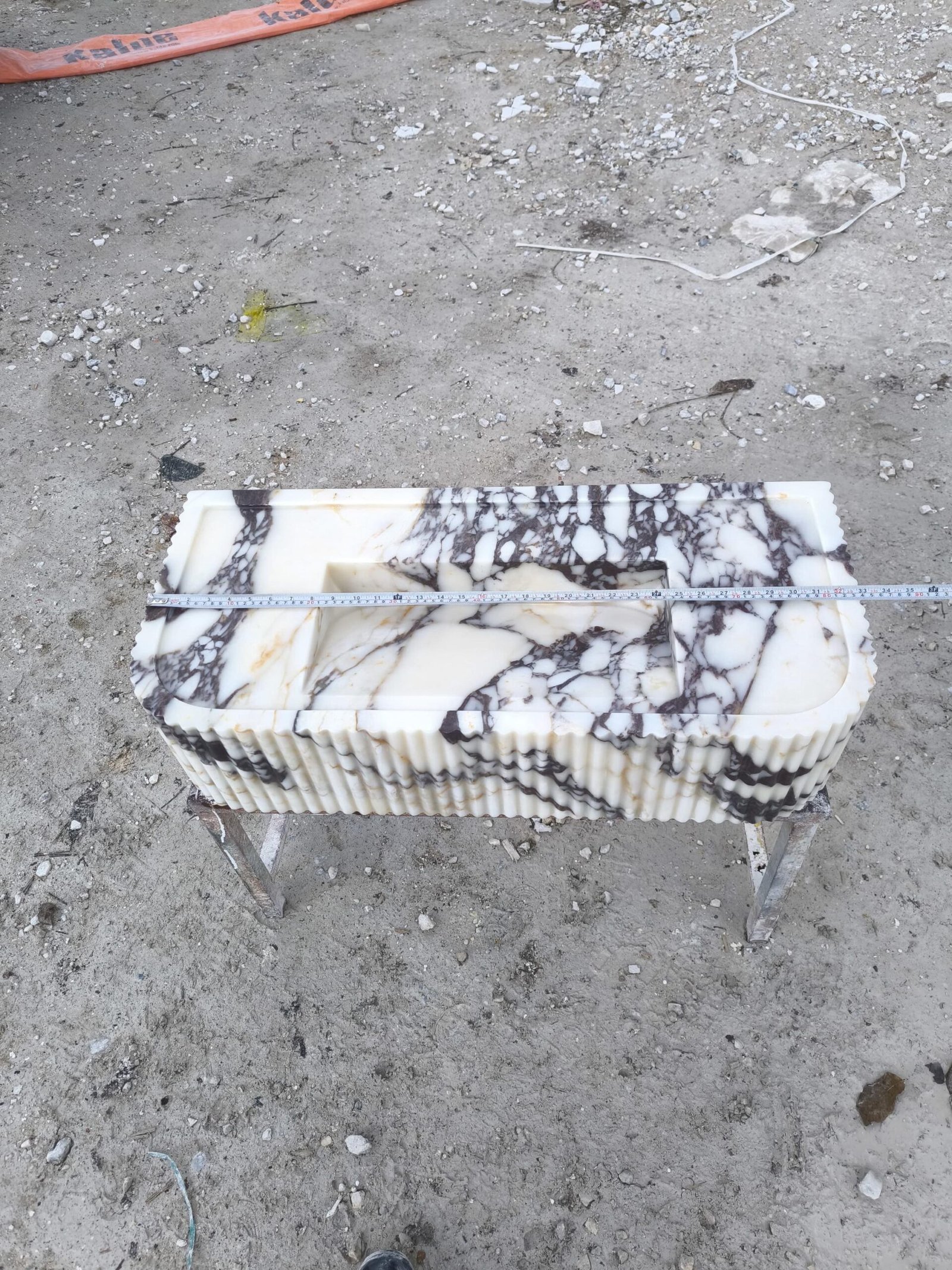 Calacatta Viola Mermer Lavabo – Dikdörtgen Modern Vessel Sink (33") - Görsel 7