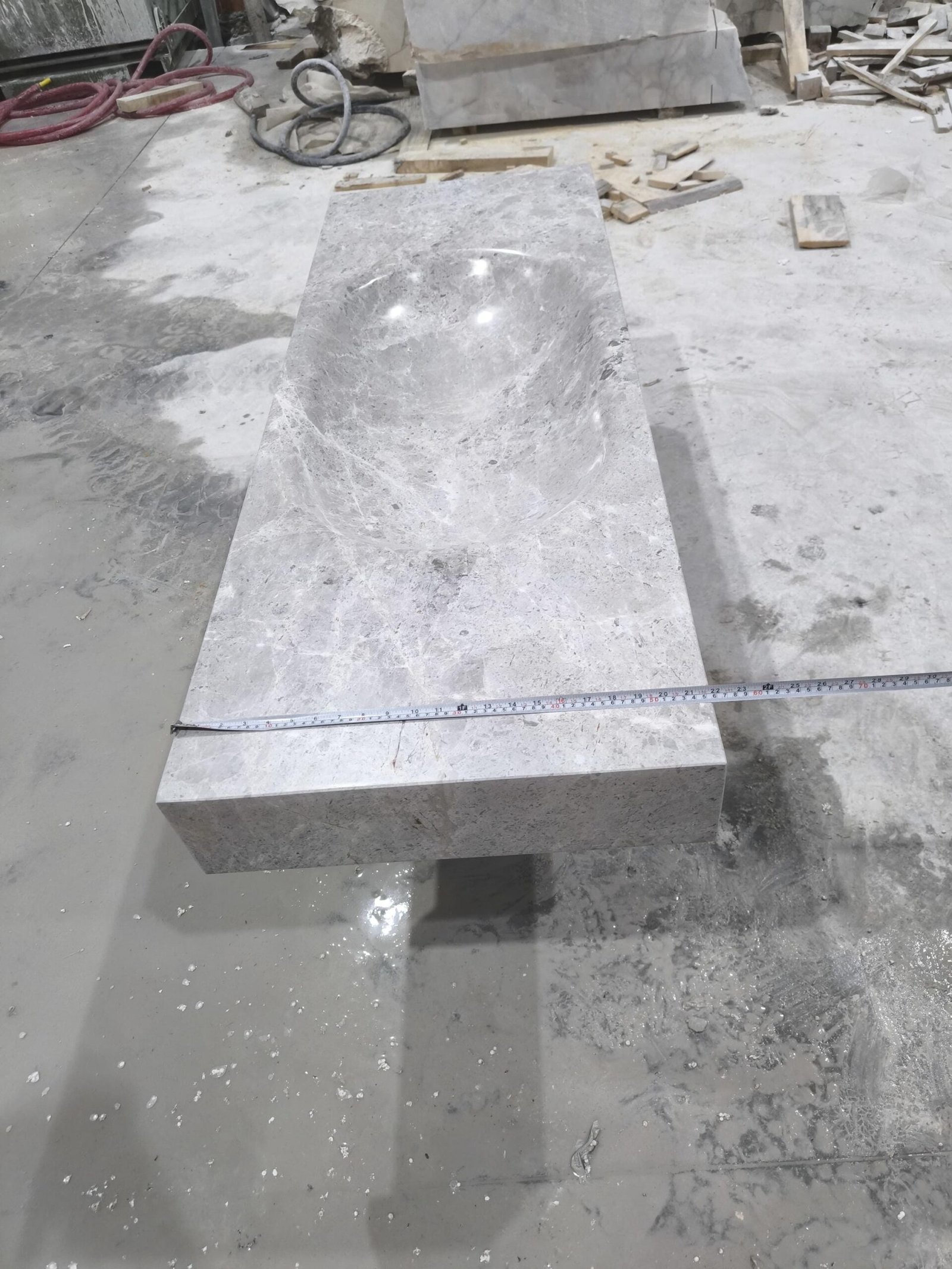 Tundra Grey Mermer Lavabo – 60” Ekstra Geniş Lüks Banyo Tezgahı (El Yapımı) - Görsel 6