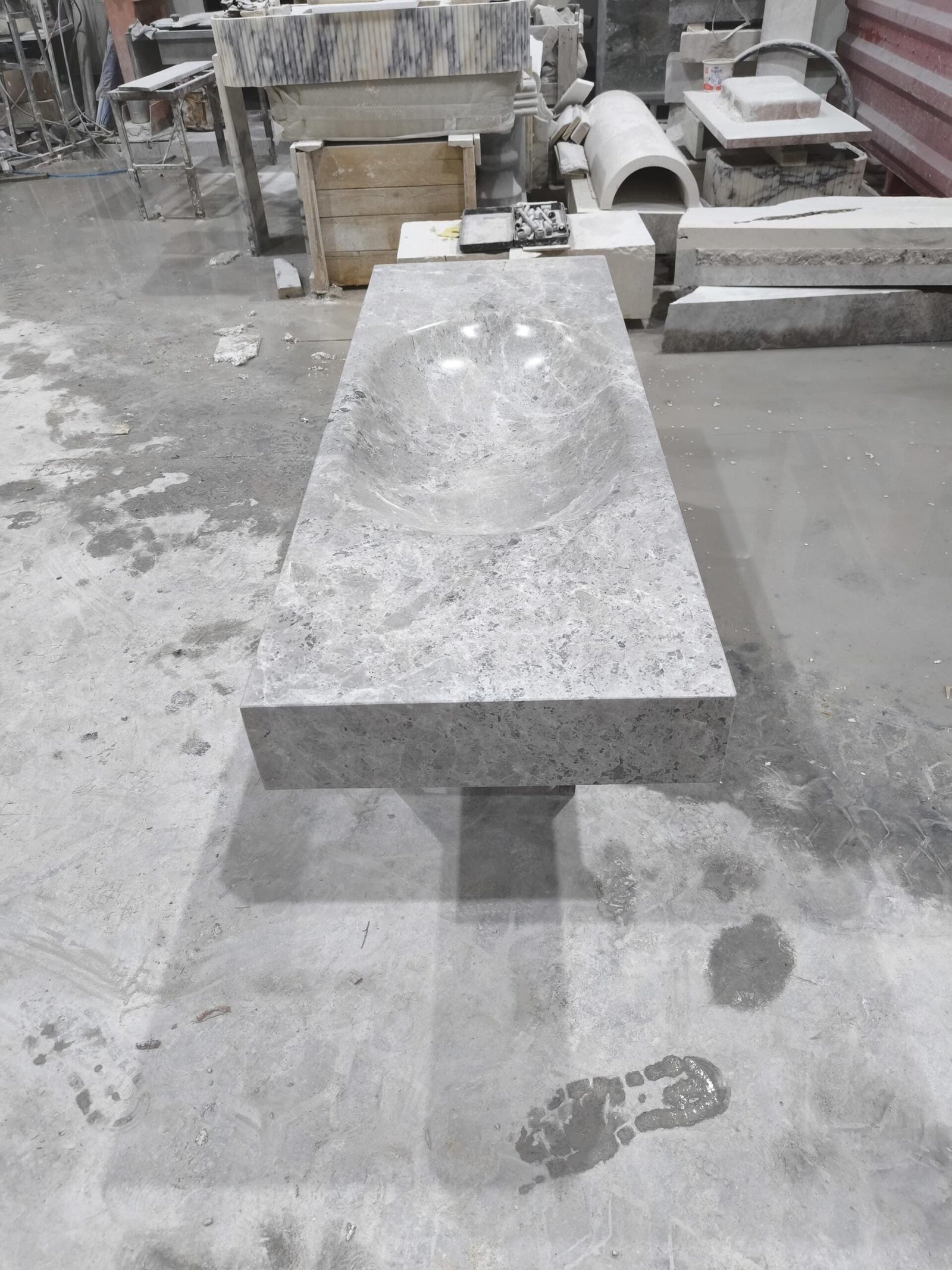 Tundra Grey Mermer Lavabo – 60” Ekstra Geniş Lüks Banyo Tezgahı (El Yapımı) - Görsel 10