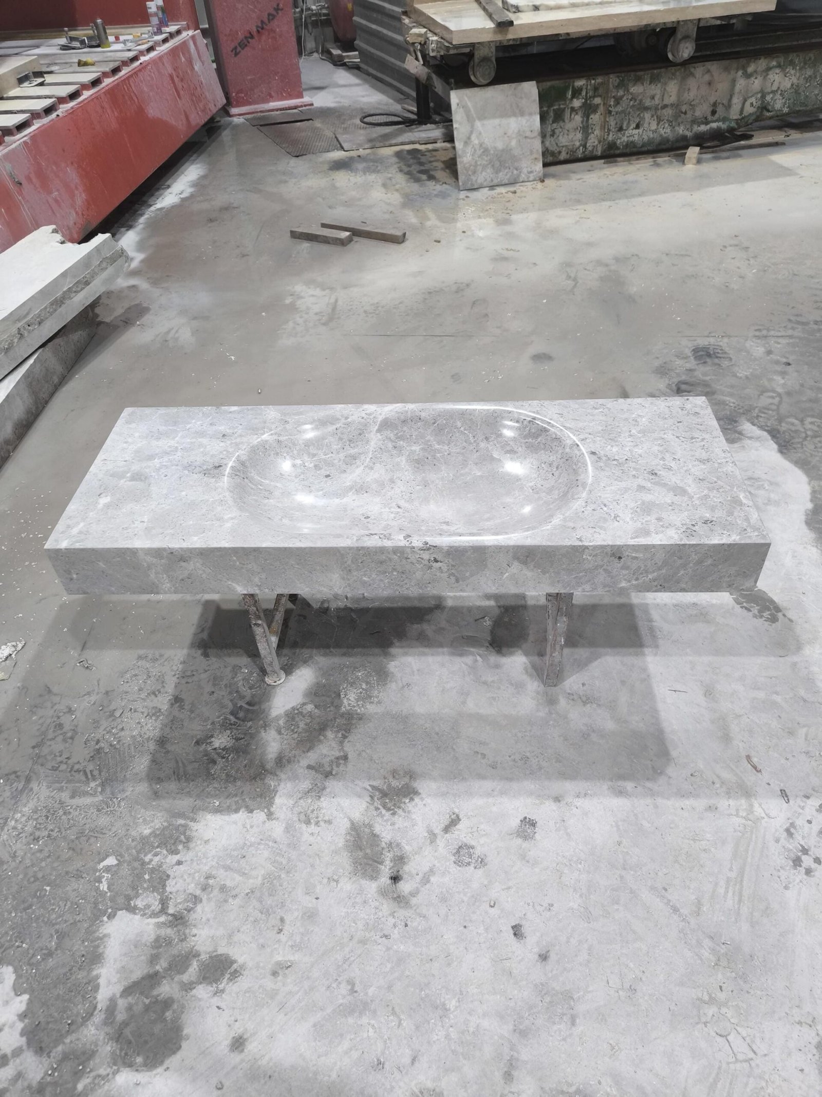 Tundra Grey Mermer Lavabo – 60” Ekstra Geniş Lüks Banyo Tezgahı (El Yapımı) - Görsel 4