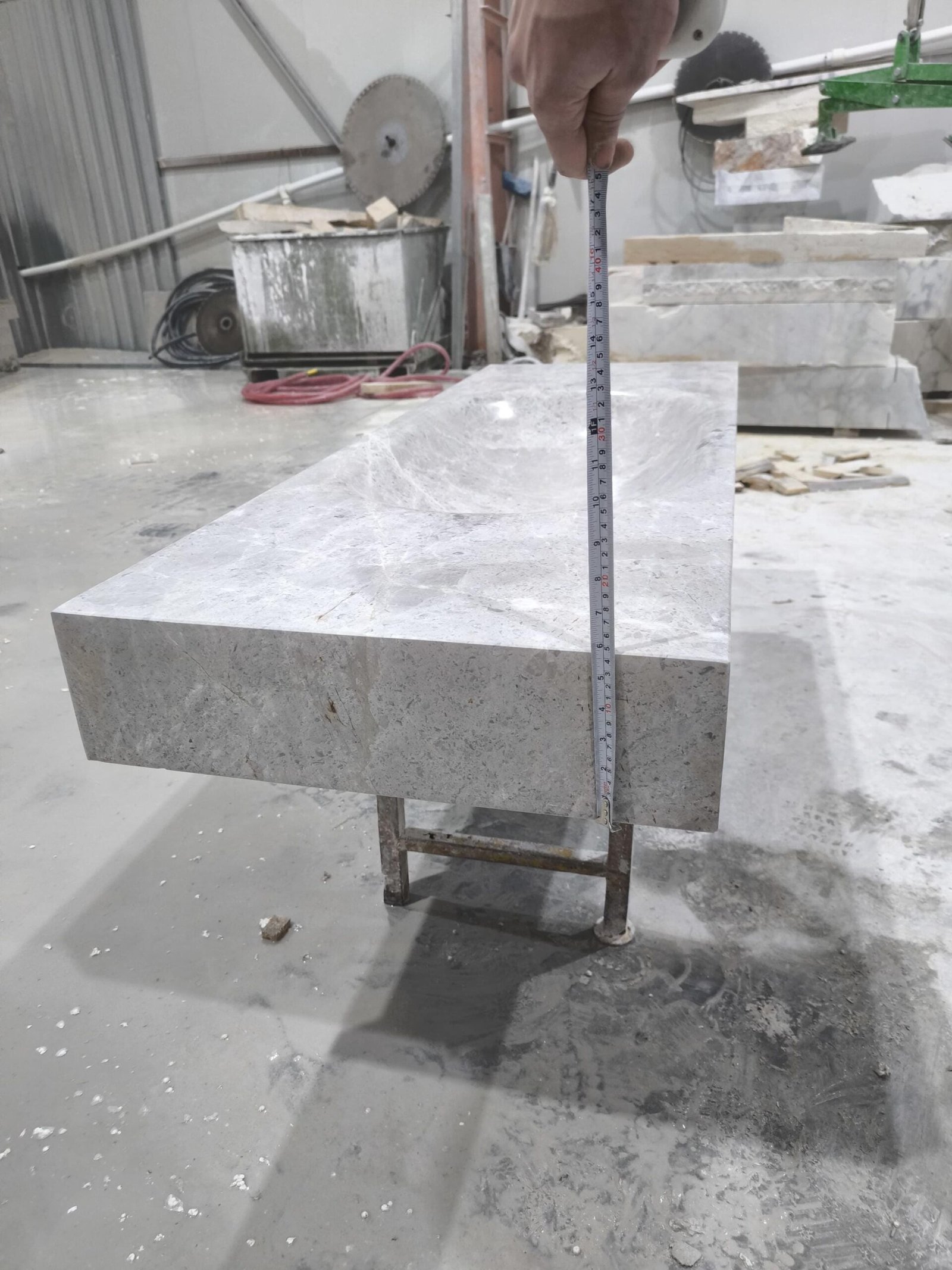 Tundra Grey Mermer Lavabo – 60” Ekstra Geniş Lüks Banyo Tezgahı (El Yapımı) - Görsel 7
