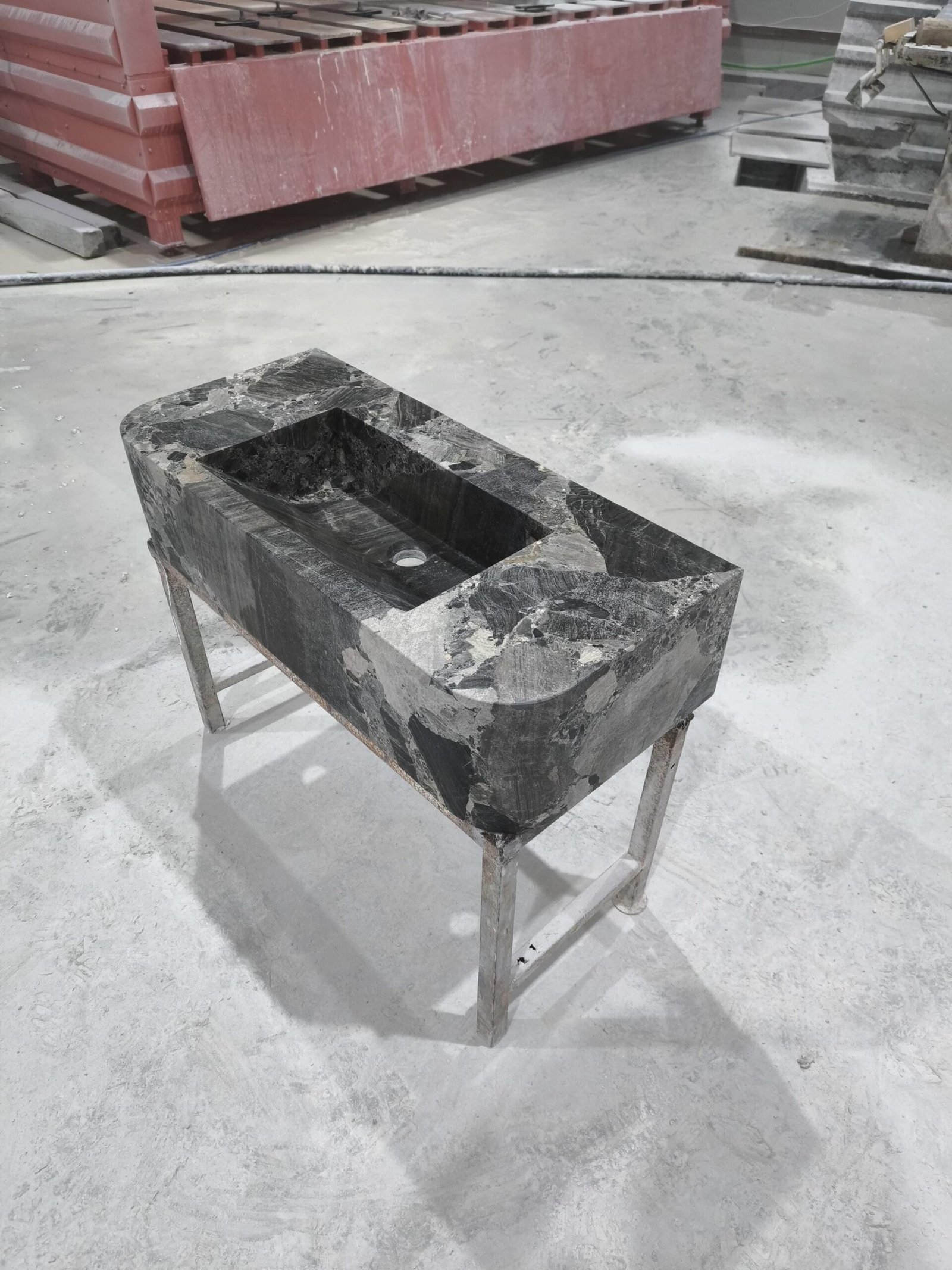 Gri Mermer Dikdörtgen Lavabo – Modern Minimalist Banyo Lavabosu - Görsel 6