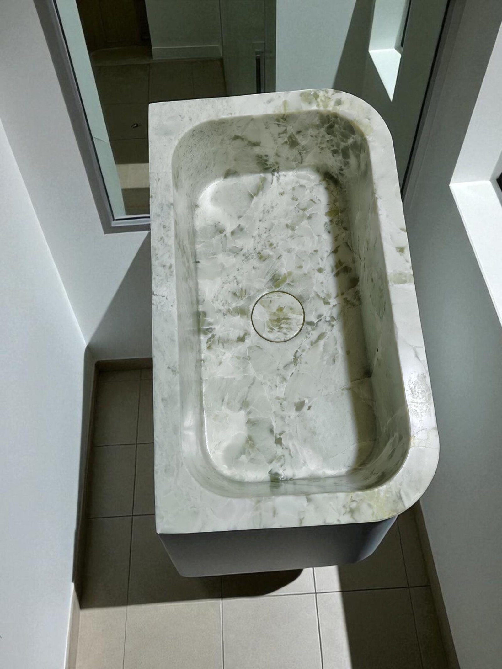 Yeşil Mermer Lavabo – Fluted Yüzeyli El Yapımı Minimalist Stone Basin - Görsel 3