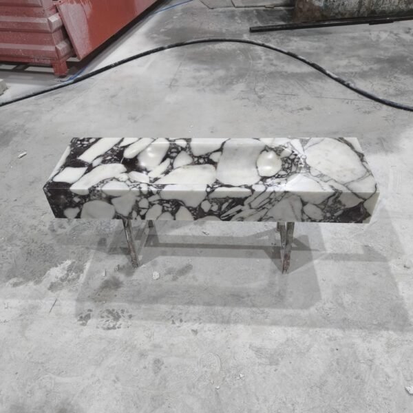 Calacatta Monet Mermer Lavabo – El Yapımı Doğal Taş Banyo Tezgahı (16x55x7”)