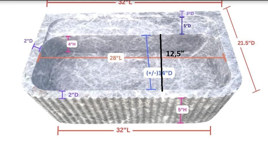 Tundra Grey Mermer Lavabo – Yivli (Fluted) Modern Doğal Taş Banyo Lavabosu - Görsel 9