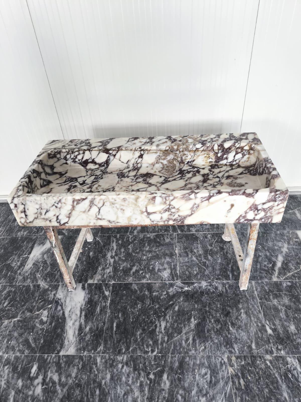 Calacatta Viola Mermer Lavabo Tezgahı – Çift Bataryalı (Double Faucet) Lüks Vanity Top (36") - Görsel 7