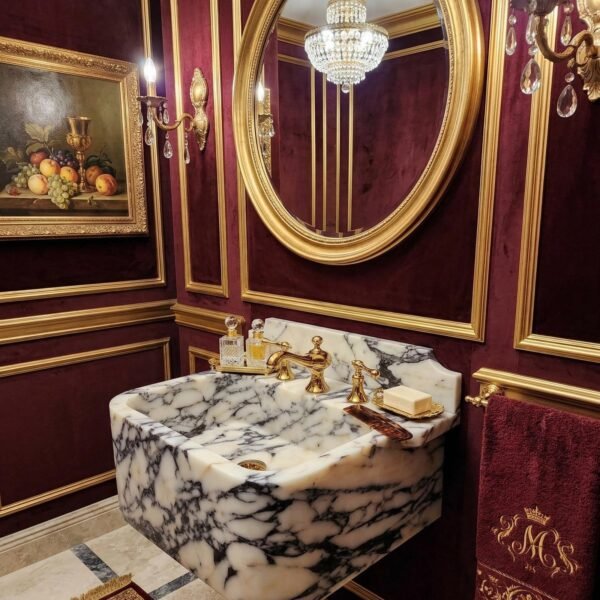 Calacatta Viola Mermer Lavabo – El Oyma Tezgah Üstü Lüks Vanity Basin